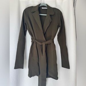 M.M. Lafleur Merritt Olive Green Women's Belted Jardigan